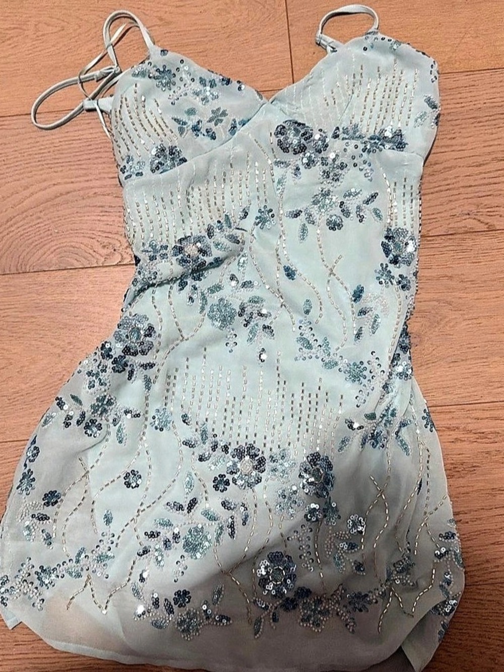 Floral Sequin Mini Dress in Blue